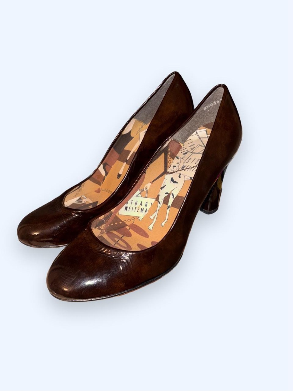 Vintage Stuart Weitzman Chocolate Brown Glossy Leather Pumps Made in Spain